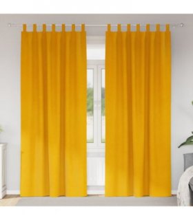 vidaXL Blackout Curtains 2 pcs Mustard Yellow 140 x 245 cm Velvet — Model: with hanging loops