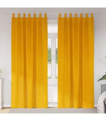 vidaXL Blackout Curtains 2 pcs Mustard Yellow 140 x 245 cm Velvet — Model: with hanging loops