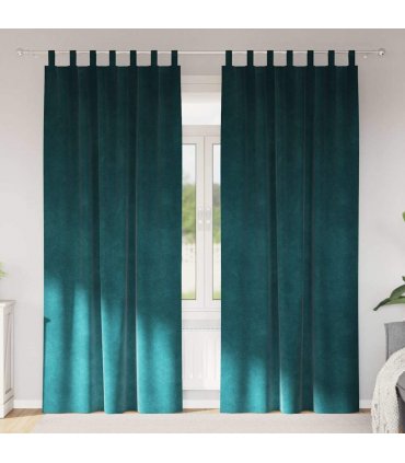 vidaXL Blackout Curtains 2 pcs Dark Green 140 x 225 cm Velvet — Model: with hanging loops