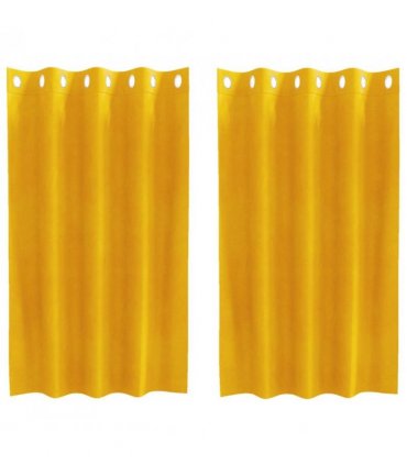 vidaXL Blackout Curtains 2 pcs Mustard Yellow 140 x 140 cm Velvet — Model: with eyelets