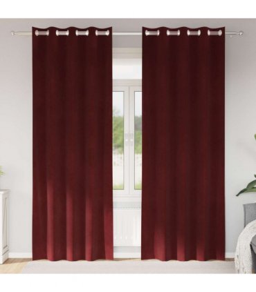 vidaXL Blackout Curtains 2 pcs Wine Red 140 x 225 cm Velvet — Model: with eyelets