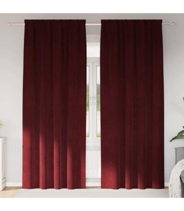 vidaXL Blackout Curtains 2 pcs Wine Red 140 x 225 cm Velvet — Model: with sewn-in tape