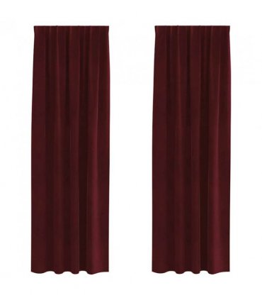 vidaXL Blackout Curtains 2 pcs Wine Red 140 x 225 cm Velvet — Model: with sewn-in tape