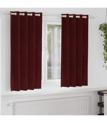 vidaXL Blackout Curtains 2 pcs Wine Red 140 x 175 cm Velvet — Model: with eyelets