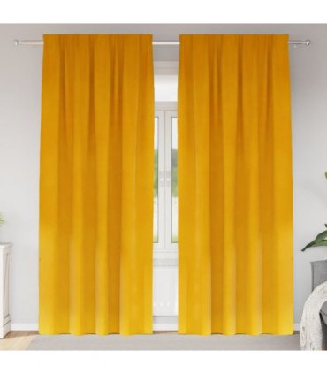 vidaXL Blackout Curtains 2 pcs Mustard Yellow 140 x 225 cm Velvet — Model: with sewn-in tape