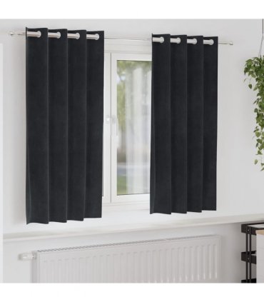 vidaXL Blackout Curtains 2 pcs Black 140 x 175 cm Velvet — Model: with eyelets