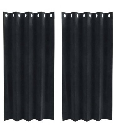 vidaXL Blackout Curtains 2 pcs Black 140 x 175 cm Velvet — Model: with eyelets