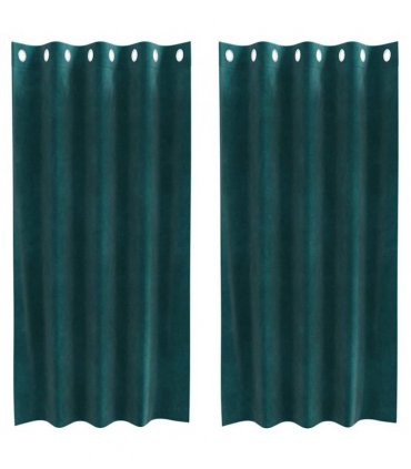 vidaXL Blackout Curtains 2 pcs Dark Green 140 x 175 cm Velvet — Model: with eyelets