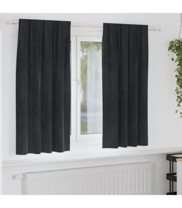 vidaXL Blackout Curtains 2 pcs Black 140 x 175 cm Velvet — Model: with sewn-in tape