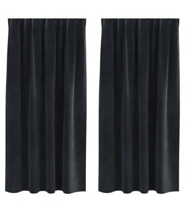 vidaXL Blackout Curtains 2 pcs Black 140 x 175 cm Velvet — Model: with sewn-in tape