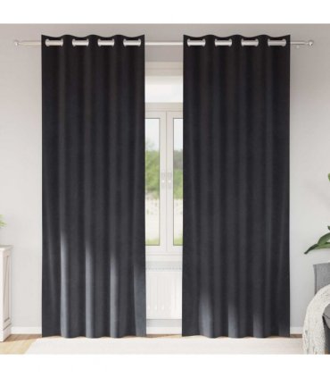 vidaXL Blackout Curtains 2 pcs Dark Grey 140 x 245 cm Velvet — Model: with eyelets