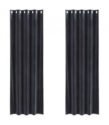 vidaXL Blackout Curtains 2 pcs Dark Grey 140 x 245 cm Velvet — Model: with eyelets