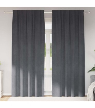 vidaXL Blackout Curtains 2 pcs Light Grey 140 x 225 cm Velvet — Colour: Super light grey, Model: with sewn-in tape