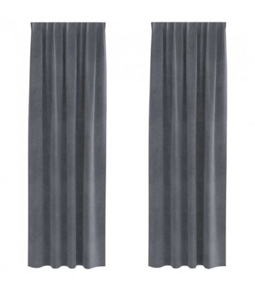 vidaXL Blackout Curtains 2 pcs Light Grey 140 x 225 cm Velvet — Colour: Super light grey, Model: with sewn-in tape