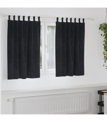 vidaXL Blackout Curtains 2 pcs Black 140 x 140 cm Velvet — Model: with hanging loops
