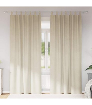 vidaXL Blackout Curtains 2 pcs Cream 140 x 225 cm Velvet — Model: with hanging loops
