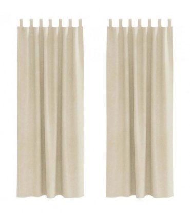 vidaXL Blackout Curtains 2 pcs Cream 140 x 225 cm Velvet — Model: with hanging loops