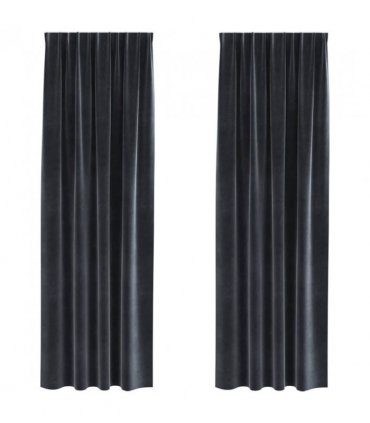 vidaXL Blackout Curtains 2 pcs Dark Grey 140 x 225 cm Velvet — Model: with sewn-in tape