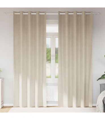 vidaXL Blackout Curtains 2 pcs Cream 140 x 245 cm Velvet — Model: with eyelets
