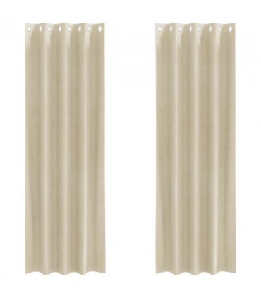 vidaXL Blackout Curtains 2 pcs Cream 140 x 245 cm Velvet — Model: with eyelets