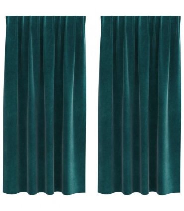 vidaXL Blackout Curtains 2 pcs Dark Green 140 x 175 cm Velvet — Model: with sewn-in tape