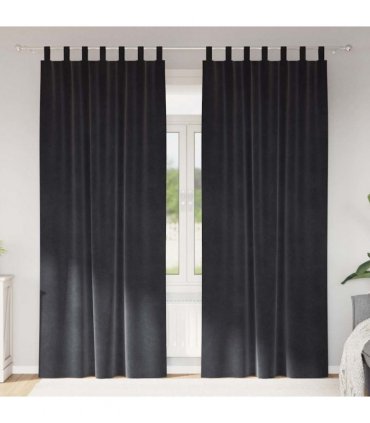 vidaXL Blackout Curtains 2 pcs Dark Grey 140 x 225 cm Velvet — Model: with hanging loops