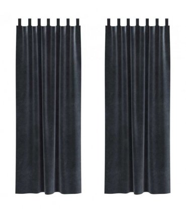 vidaXL Blackout Curtains 2 pcs Dark Grey 140 x 225 cm Velvet — Model: with hanging loops