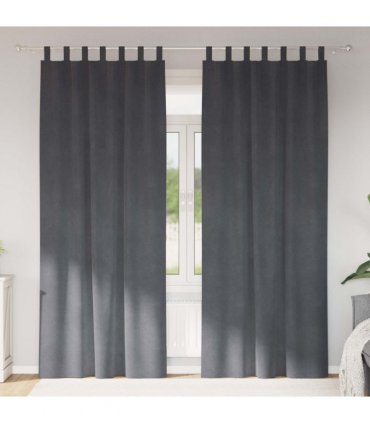 vidaXL Blackout Curtains 2 pcs Light Grey 140 x 260 cm Velvet — Colour: Super light grey, Model: with hanging loops