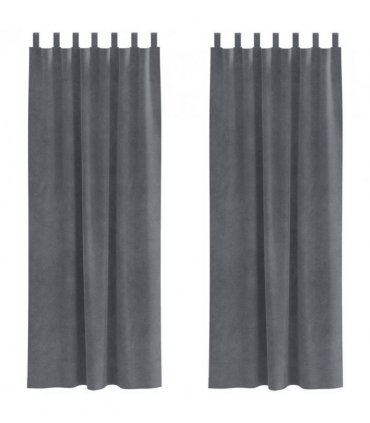 vidaXL Blackout Curtains 2 pcs Light Grey 140 x 260 cm Velvet — Colour: Super light grey, Model: with hanging loops