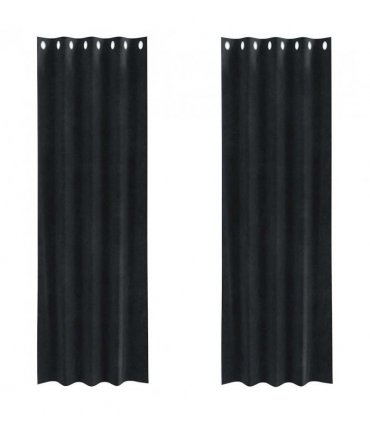 vidaXL Blackout Curtains 2 pcs Black 140 x 245 cm Velvet — Model: with eyelets