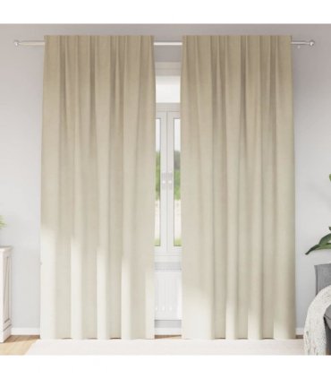 vidaXL Blackout Curtains 2 pcs Cream 140 x 245 cm Velvet — Model: with sewn-in tape