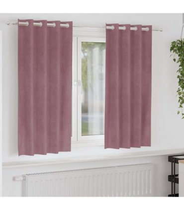vidaXL Blackout Curtains 2 pcs Dark Pink 140 x 175 cm Velvet — Model: with eyelets
