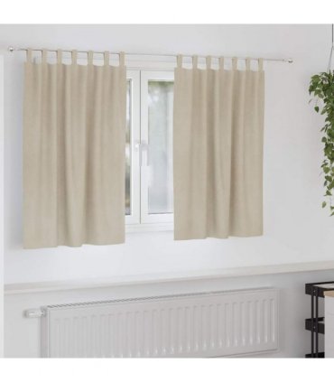 vidaXL Blackout Curtains 2 pcs Cream 140 x 140 cm Velvet — Model: with hanging loops