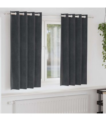 vidaXL Blackout Curtains 2 pcs Light Grey 140 x 175 cm Velvet — Model: with eyelets