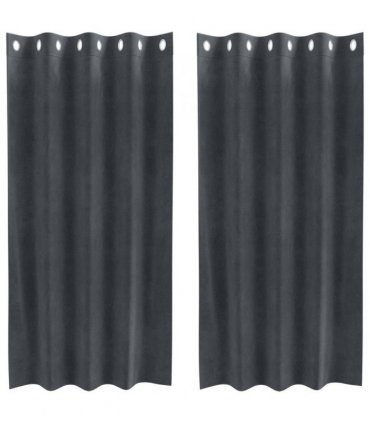 vidaXL Blackout Curtains 2 pcs Light Grey 140 x 175 cm Velvet — Model: with eyelets
