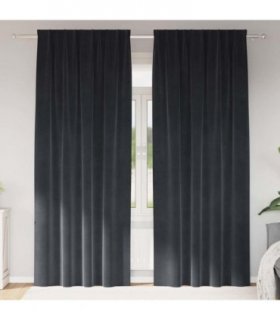 vidaXL Blackout Curtains 2 pcs Dark Grey 140 x 245 cm Velvet — Model: with sewn-in tape