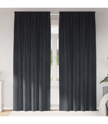 vidaXL Blackout Curtains 2 pcs Dark Grey 140 x 245 cm Velvet — Model: with sewn-in tape