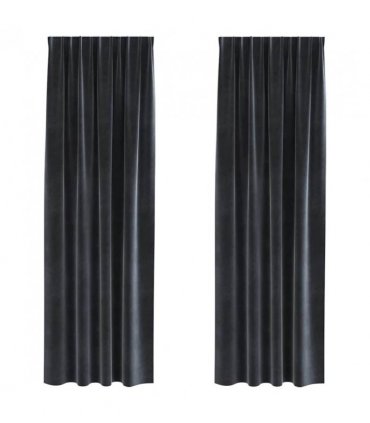 vidaXL Blackout Curtains 2 pcs Dark Grey 140 x 245 cm Velvet — Model: with sewn-in tape