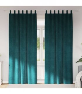 vidaXL Blackout Curtains 2 pcs Dark Green 140 x 245 cm Velvet — Model: with hanging loops