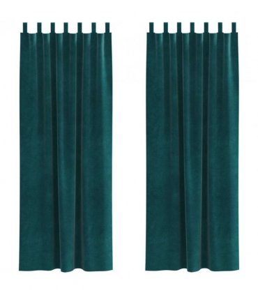 vidaXL Blackout Curtains 2 pcs Dark Green 140 x 245 cm Velvet — Model: with hanging loops