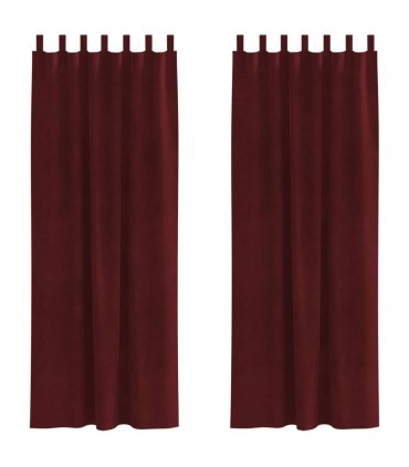 vidaXL Blackout Curtains 2 pcs Wine Red 140 x 245 cm Velvet — Model: with hanging loops