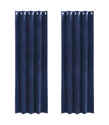 vidaXL Blackout Curtains 2 pcs Dark Blue 140 x 245 cm Velvet — Model: with eyelets