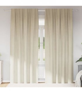 vidaXL Blackout Curtains 2 pcs Cream 140 x 225 cm Velvet — Model: with sewn-in tape