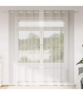 vidaXL Voile Curtain with Curtains 2 pcs Cream 225 x 140 cm Polyester — Size: 140 x 225 cm, Model: with grommets