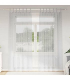 vidaXL Voile Curtain 2 pcs Light Grey 225 x 140 cm Polyester — Size: 140 x 225 cm, Model: with tab tops