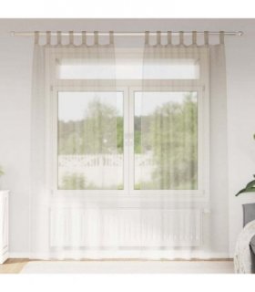 vidaXL Voile Curtain with Curtains 2 pcs Sand 260 x 140 cm Polyester — Size: 140 x 260 cm, Model: with tab tops