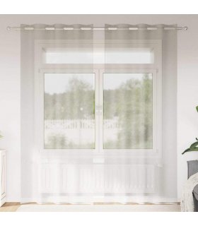 vidaXL Voile Curtain with Curtains 2 pcs Cream 245 x 140 cm Polyester — Size: 140 x 245 cm, Model: with grommets