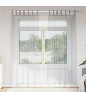 vidaXL Voile Curtain 2 pcs Dark Grey 245 x 140 cm Polyester — Size: 140 x 245 cm, Model: with tab tops
