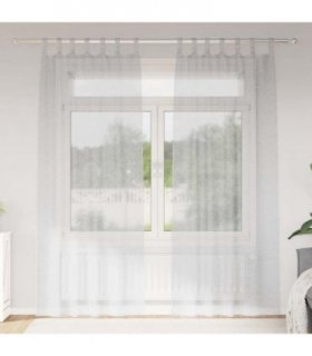 vidaXL Voile Curtain 2 pcs Light Grey 260 x 140 cm Polyester — Size: 140 x 260 cm, Model: with tab tops
