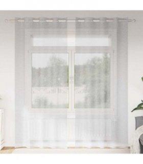 vidaXL Voile Curtain 2 pcs Light Grey 225 x 140 cm Polyester — Size: 140 x 225 cm, Model: with grommets